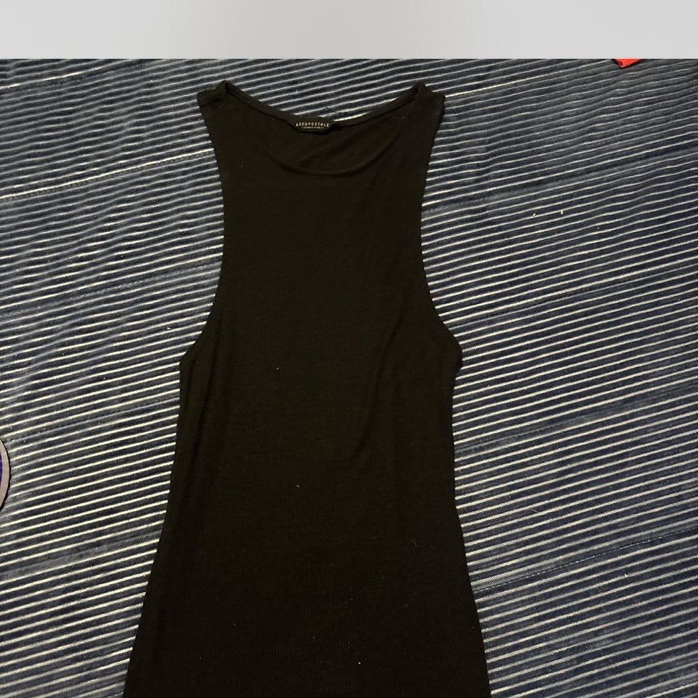 Aeropostale Black Fitted Cut Out Tank Top